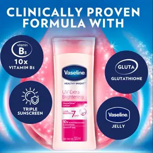 Vaseline UV Extra Brightening Pack of 6 - 100mL Each Bottle for Radiant Skin Care Daily Cosmetic Sunscreen Body Lotion