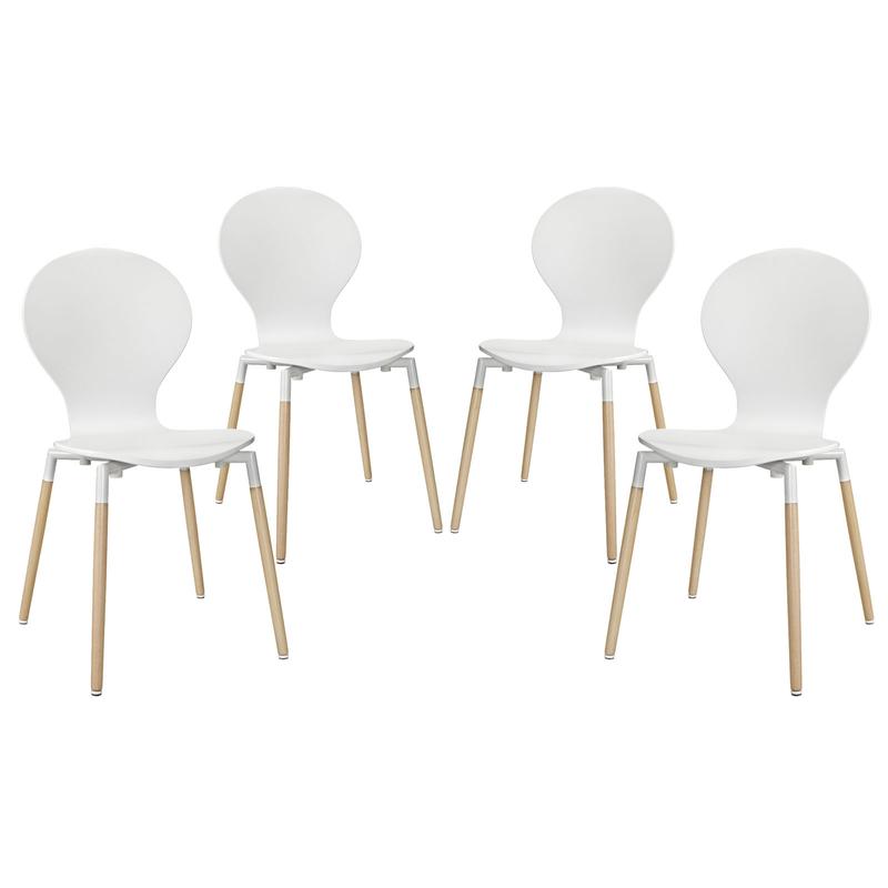 Modway Path Dining Chair Set of 4 in White