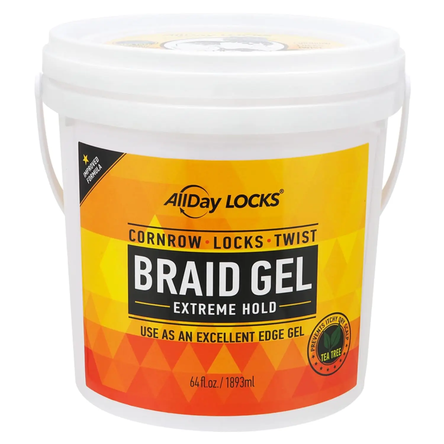 AllDay Locks Braid Gel Extreme Hold - Braiding Gel for Cornrows, Locks, & Twisting, Moisturizing Edge Control for Women and Men, Natural Formula for Extreme Hold - 64 oz Bucket