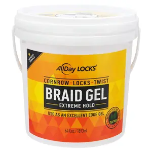 AllDay Locks Braid Gel Extreme Hold - Braiding Gel for Cornrows, Locks, & Twisting, Moisturizing Edge Control for Women and Men, Natural Formula for Extreme Hold - 64 oz Bucket