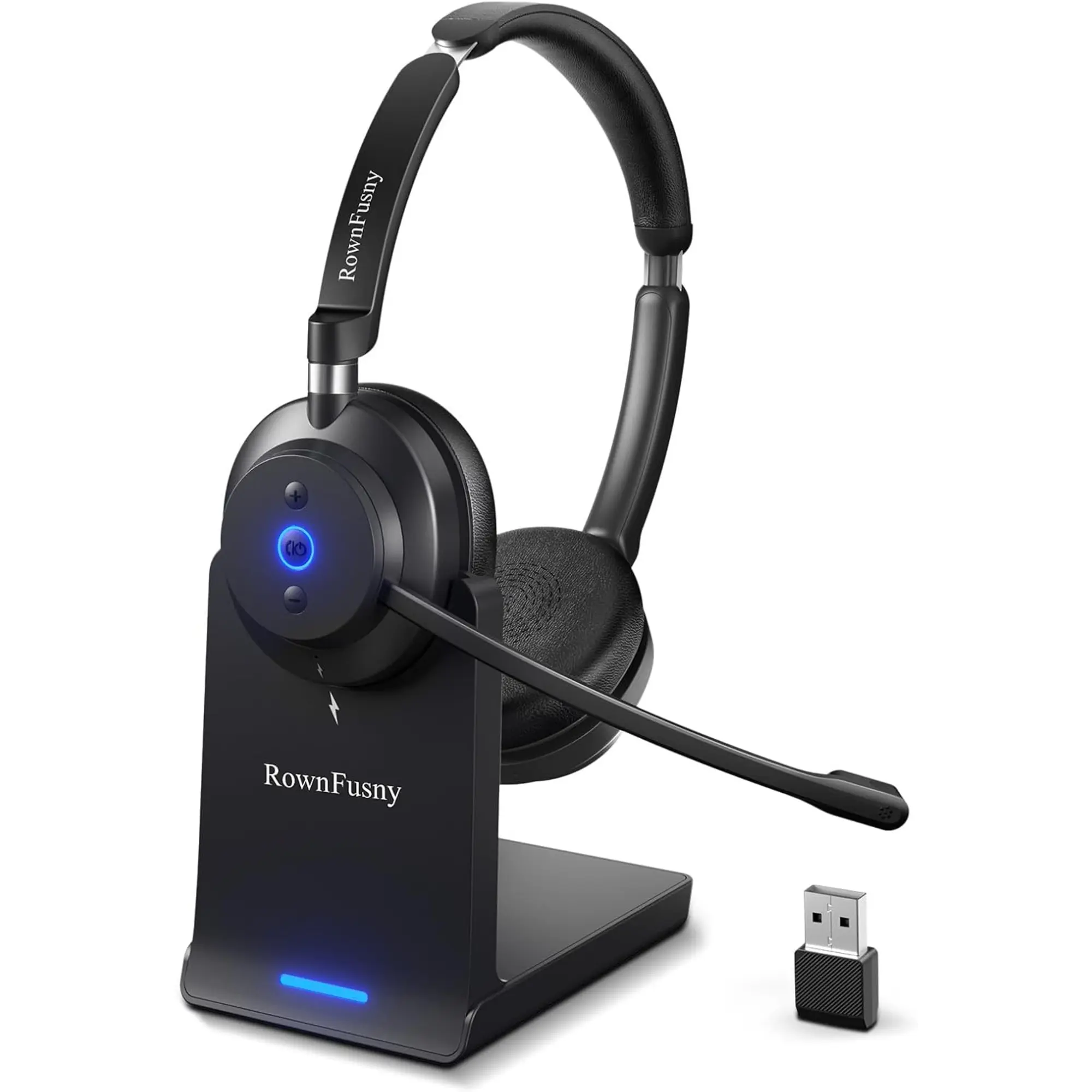 Rownfusny R02P Bluetooth Wireless Headset With Mic, USB Dongle & Charging Base