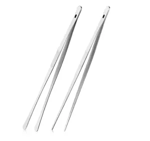Kitchen Cooking Tongs Tweezers - 2 count 12" Stainless Steel Kitchen Utensils, Metal Fine Tweezers Tongs with Precision Serrated Tips for Chef, Serving , Grill, Culinary, Pasta, Salad, BBQ