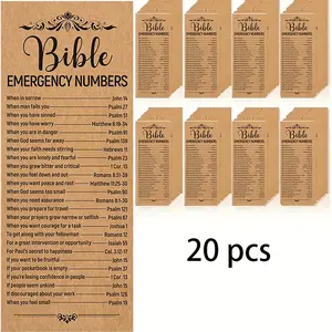 1 Set of 20pcs Bible Emergency Number Bookmarks Christian Gifts Religious Bible Verses Bookmarks Church Welcome Gifts Sunday School Prize Gifts Brown