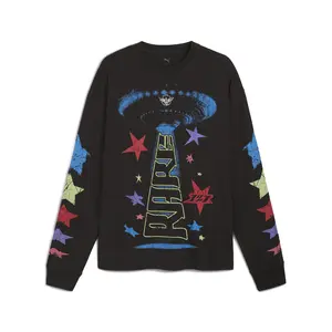 PUMA Mens Star Vision Crew Neck Long Sleeve Shirt Basketball Casual Tops Casual - Black