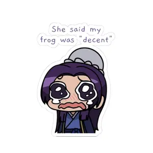 Funny Crying Jinshi "She Said My Frog was Decent" Chibi Manga Cute Anime Sticker Gift Otaku Weeb