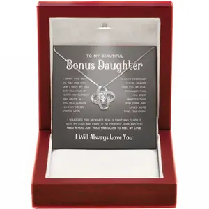 Bonus Daughter Necklace Eternal Bond Jewelry Gift Featuring Inspirational Messages About Love And Family For Birthdays Or Holidays