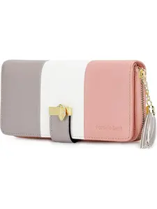 Pomelo Best Womens Casual Trendy Wallet RFID Blocking for Women Bifold Large Capacity Card Holder Ladies Long Purse with ID Window Zipper Coin Pocket