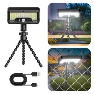Clamp-on Solar Light Outdoor with Octopus Tripod, 3 Color Temperatures and Remote Control, Motion Sensor Fence Light Solar Powered, IP65 Waterproof Secht, Suitable for Outdoor, Deck, Gutters, Camping