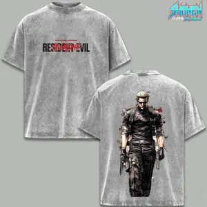 Albert Wesker Tee - Resident Evil Vintage Graphic Tee Soft Cotton Oversized Relaxed Fit Survival Horror Streetwear Acid Wash Heavyweight Cotton Biohazard Gaming Fan Gift Unisex Shirt,Cotton Unisex Graphic T-Shirt.