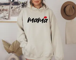 Mama Hoodie, Mama Sweatshirt, Mothers Day Shirt, Mommy Gift Tee, Grandma, Auntie T-Shirt Casual Cotton