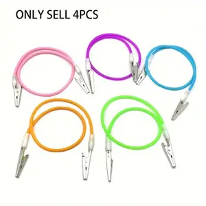 4pcs Dental Colourful Bib Clips Napkin Holders with Silicone Cord and Spring Loaded clips Instrument With Silicone Cord And Spring Loaded Clips Instrument Fastener Clip