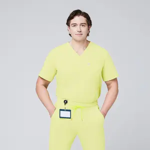 Zenir | Men's Single Pocket Scrub Top - Pineapple Yellow