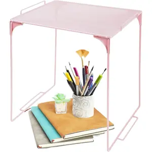 Locker Organizer Shelf, Stackable, Extra Tall, Fits Standard Size School Lockers (Pink)