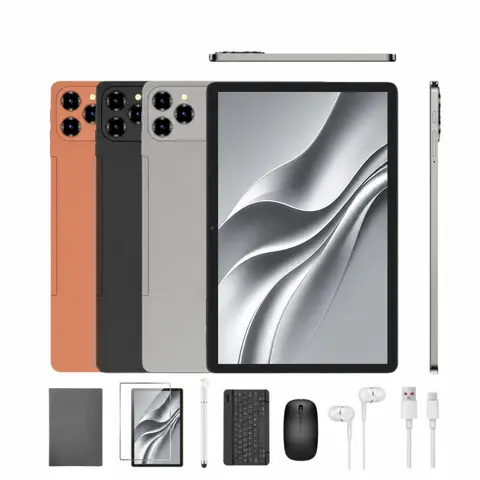 W&O 2026 New 11.1-In IPS Display Tablet Bundle (Gray) - 4+8GB RAM+256GB ROM, 7-In-1 Set with Keyboard, Case, Stylus, Mouse, Earbuds, Charger, WiFi6, Bluetooth 5.0, 10000mAh Battery, Yes for All Ages, Ideal Holiday Gifts