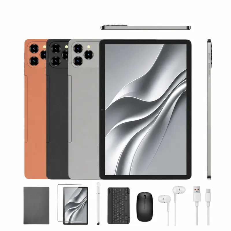 W&O 2026 New 11.1-In IPS Display Tablet Bundle (Gray) - 4+8GB RAM+256GB ROM, 7-In-1 Set with Keyboard, Case, Stylus, Mouse, Earbuds, Charger, WiFi6, Bluetooth 5.0, 10000mAh Battery, Yes for All Ages, Ideal Holiday Gifts