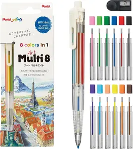 Pentel Art Multi 8 Colored Mechanical Pencil, Mechanical Pencils with 12 Color Lead Refills, Colored Mechanical Pencils