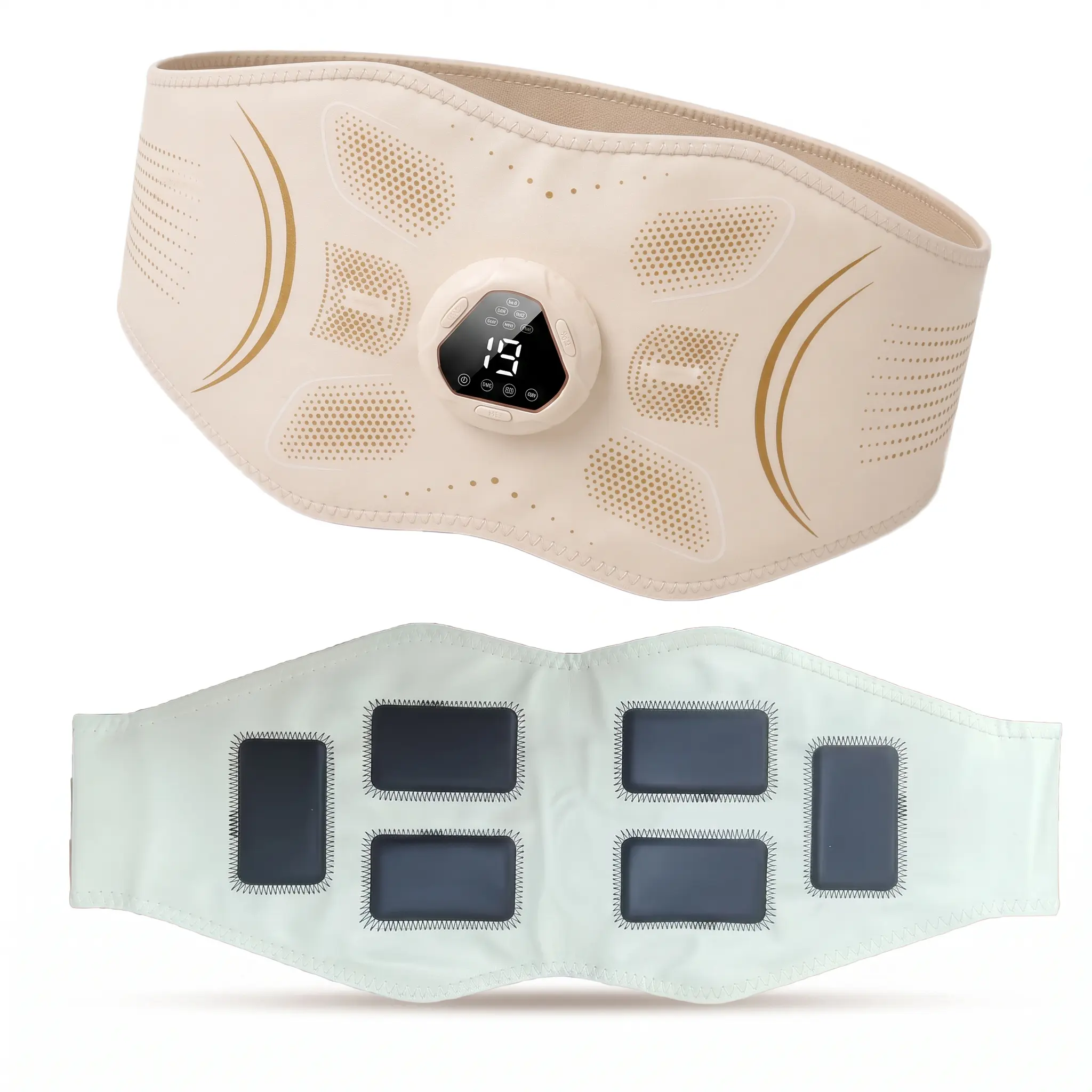 Stylish 3D wrap-style waist belt with LED display, rechargeable fitness belt for abdominal training suitable for female fitness enthusiasts, supports USB charging, ideal for home yoga and Pilates relaxation training.