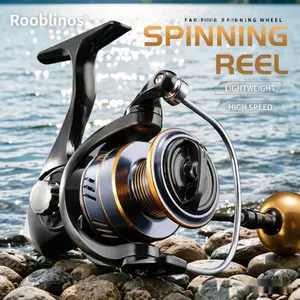 Rooblinos 12KG Max Drag Fishing Reel, Outdoor Fishing Equipment, Full Metal Alloy Gear, Brass Pinion Gears, Stainless Steel Core, Falcon Ergonomic Design, Anti-Twist Body, Ultra Smooth Long Cast, Freshwater & Saltwater, Heavy Duty For Big Fish, Spin Reel