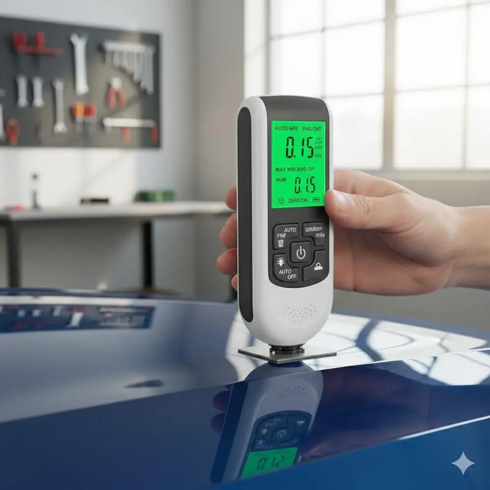 Professional Car Paint Coating Thickness Gauge 0-2000μm, Metal & Non-Metal Dual Mode Detector, Essential for Used Car Assessment, Auto Body Repair & Detailing, Portable Manual Coating Tester Kit
