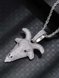 ICED CHICS 1pcs Goat Animal Pendant Necklace for Men & Women, Hip Hop Jewelry Gift with 60cm Twisted Chain, Unique Animal Charm Accessory