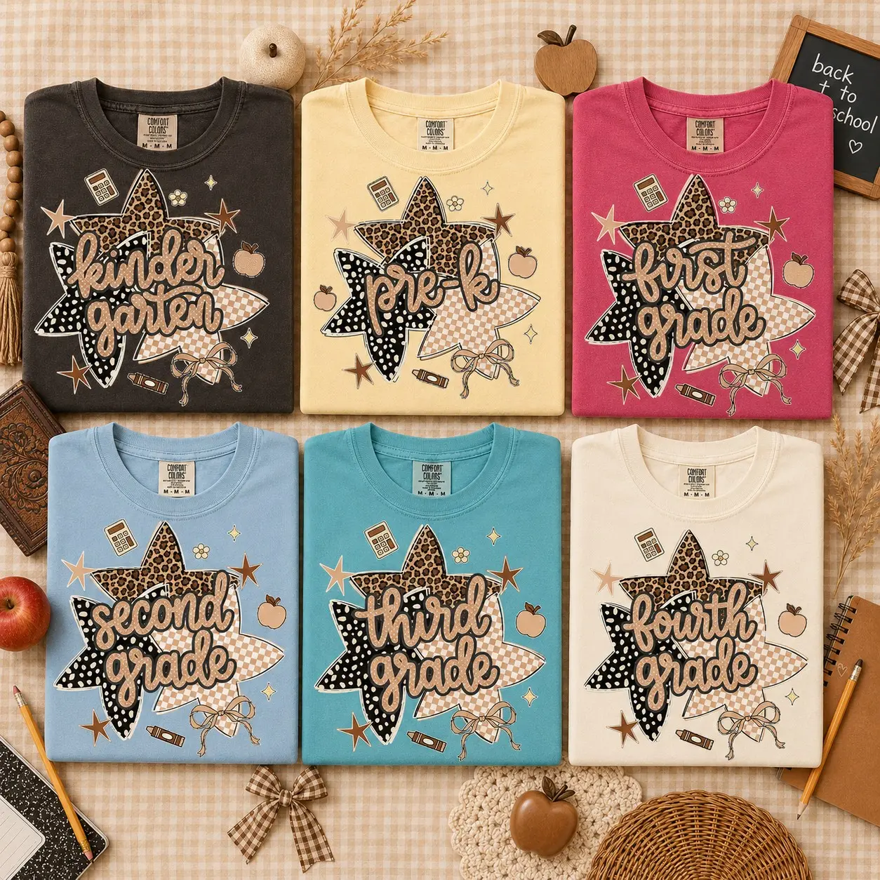 Comfort Colors Grade Level Teacher Shirt - Pre K Kindergarten 1st 2nd 3rd 4th Grade Teacher Tee - Back To School Teacher Shirt - Elementary School Teacher Gift - Womens Soft Cotton Graphic T-Shirt