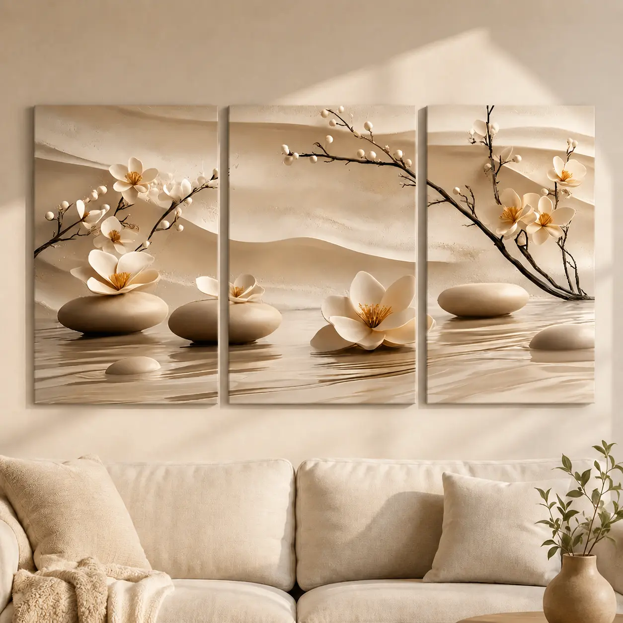 Flower Pattern Canvas Painting, 3-Count Wooden-Framed Canvas Wall Art Set for Home Living Room, Bedroom and Office Décor, Father's Day Gift,Class of 2026,Modern Home Decor, Ornaments