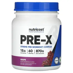Nutricost Performance, PRE-X, Xtreme Pre-Workout Complex, Grape, 1.9 lb (870 g)