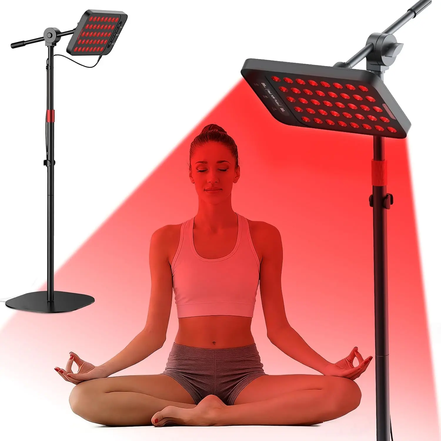 660nm 850nm Red Near Infrared LED Light Panel with Adjustable Stand, 55W 3 Adjustable Brightness Modes, 143mW/cm² Light Device for Face & Full Body Daily Self-Care, Home Beauty Relaxation Gift for Women Men Mom Dad