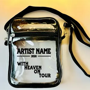Custom Clear With Heaven on Tour 2026 Crossbody Bag with Removable Strap and Front Pocket Concert & Stadium Approved Festival ready