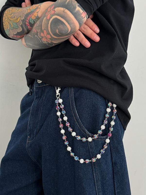 Stylish Multi-Layer Rhinestone Chain Waist Chain for Men, Unique Body Chain Accessory, Ideal for Pant Decoration