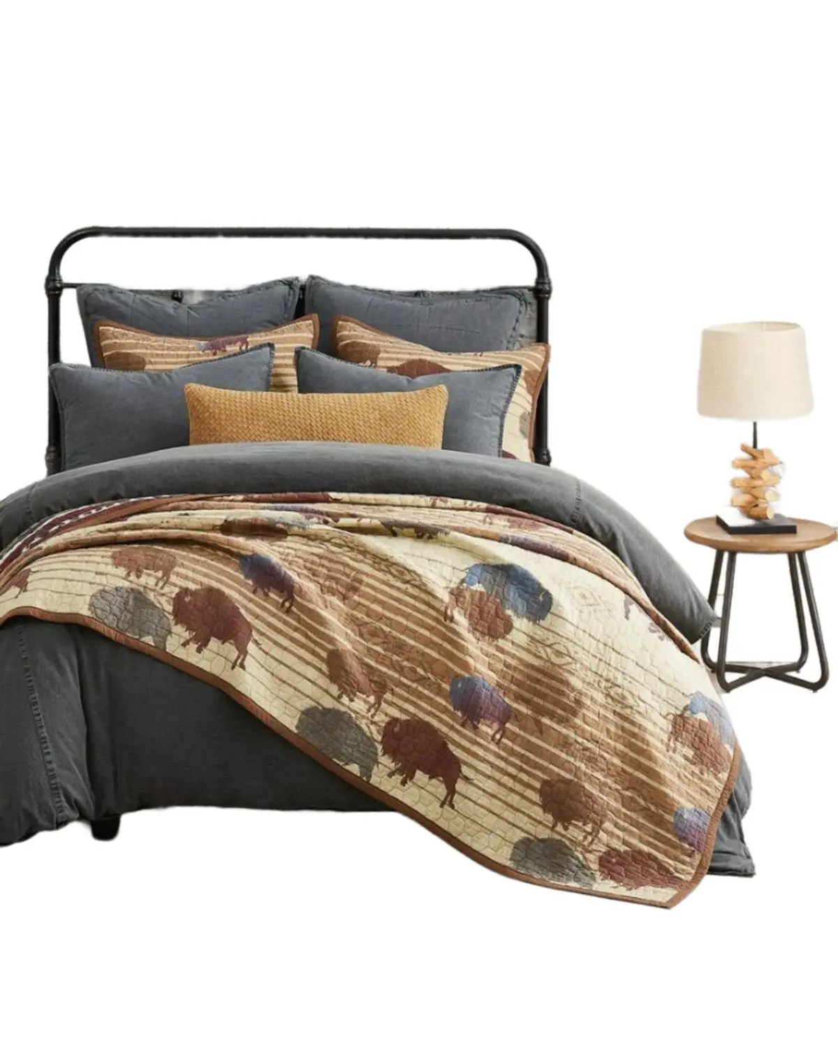 Hiend Accents Unisex 3Pc Home On The Range Reversible Quilt Set King - Qw2237-Kg-Tn