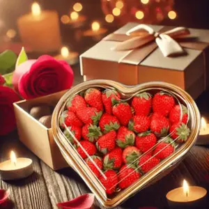 8pcsGift for her/him: Disposable gold-rimmed heart-shaped fruit/strawberry/cherry/sushi display box, pastry box, chocolate gift box with lid - Perfect for Mother's Day, Father's Day, weddings, parties, and Valentine's Day.
