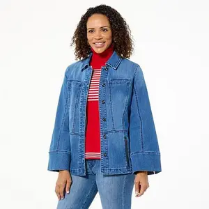 MarlaWynne WynneDenim Patch Pocket Peplum Jacket