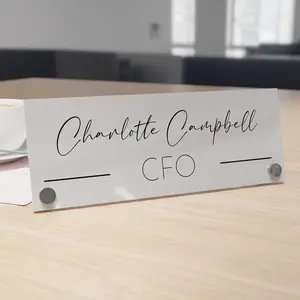 Acrylic Desk Name Plate Personalized I Custom Acrylic Sign I Office Desk Accessories I Custom Office Door Sings I Name Plate for Desk I Cute Office Decor (10 x 3.5 Inch)