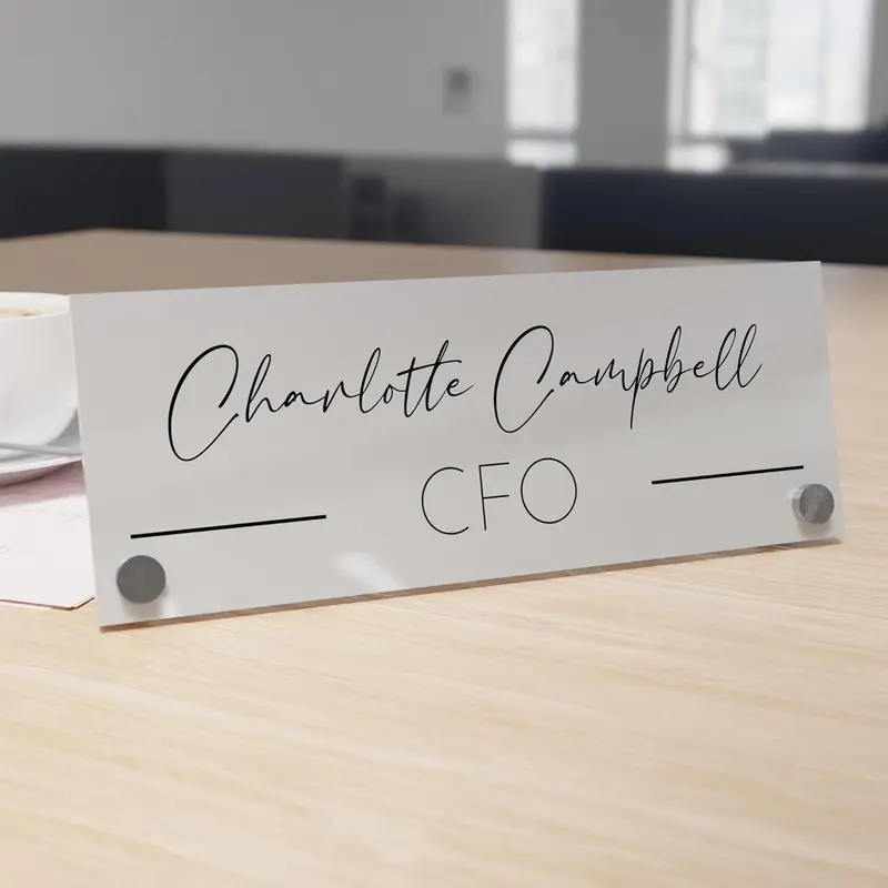Acrylic Desk Name Plate Personalized I Custom Acrylic Sign I Office Desk Accessories I Custom Office Door Sings I Name Plate for Desk I Cute Office Decor (10 x 3.5 Inch)