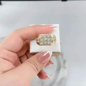 14K Gold Plated Square Rhinestone Ring for Men ( Only Size 9)
