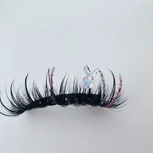 Pink Bunny Strip Lashes, Fluffy False Eyelashes for Daily Makeup & Party Looks