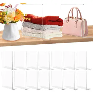 16 count Shelf Dividers for Closet Organization, 10" Tall x 12" Deep  Shelf Clothes Separators Clear Closet Shelf Dividers Adjustable Sturdy Separate for Clothes Purse Book Hat and Handbag