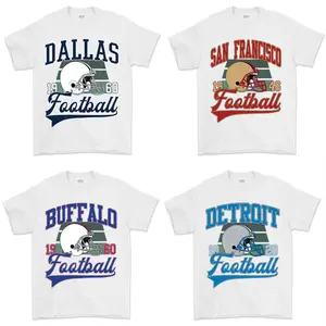 All 32 Teams Vintage Football Fan T-Shirt Collection - White Edition - Celebrate with Classic Sports Apparel - Show Your Pride for Every Football City Menswear Top -AG