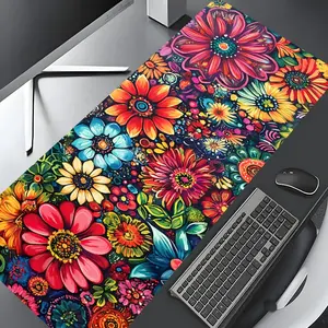 Vintage Floral Art Large Gaming Mouse Pad,Aesthetic Desktop Drotection Pad, Desk Accessories,Washable Rubber Pad Non-Slip Lock Edge Multi-Size Mouse Pad Suitable For Home Office,Good Gift for Family and friends