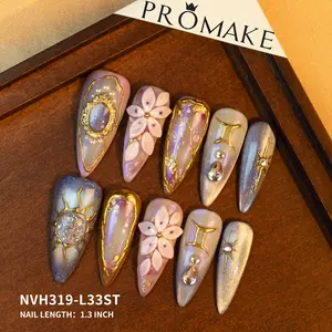 Promake | Zodiac Energy Collection | Designer Handmade Press On Nails with Lucky Colors & Floral Symbols