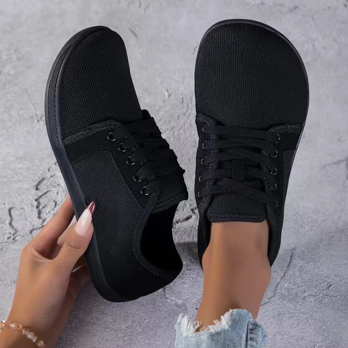 Women Wide Toe Box Barefoot Sneakers Breathable Mesh Zero Drop Flat Casual Walking Shoes