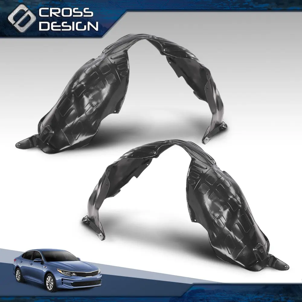 CROSSDESIGN 1 Pair High Quality Fender Liners, Front Left & Right Side, Fits 2016-2018 Kia Optima LX 1.6T, Protects Sand, Limited Life Guarantee