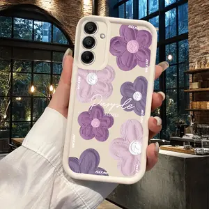 Phone Case - Purple Flower Phone Case Suitable for Samsung Galaxy A03S A10S A13 A14 A15 A16 A30 A20S A22 A24 A25 A31 A32 A33 A34 A35 A50 A30S A51 A52 A53 A54 A55 A56 S20 S21 S22 S23 S24 S25 M15 M31 M34 M35 M54 M55 Tianyan Ladder New Mobile Phone Cas