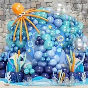 202 pcs under the sea party decorations balloon arch kit teal blue ocean diy octopus clear balloons finding nemo birthday party themed decor