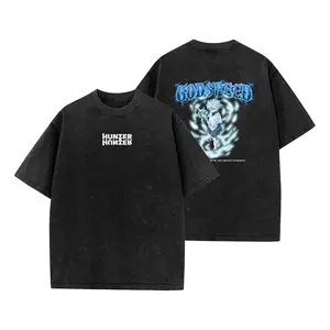 Hunter x Hunter Killua Zoldyck "Godspeed" Vintage Washed Black Anime Oversized T-Shirt