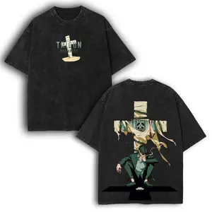 valentine shirts Trigun Stampede Green tee, Unisex Anime Manga Washed Cotton T-shirt, Comfort anime lover anime clothes graphic tees Top Summer Fabric Fit Menswear Soft Hoodie Kangaroo cotton man