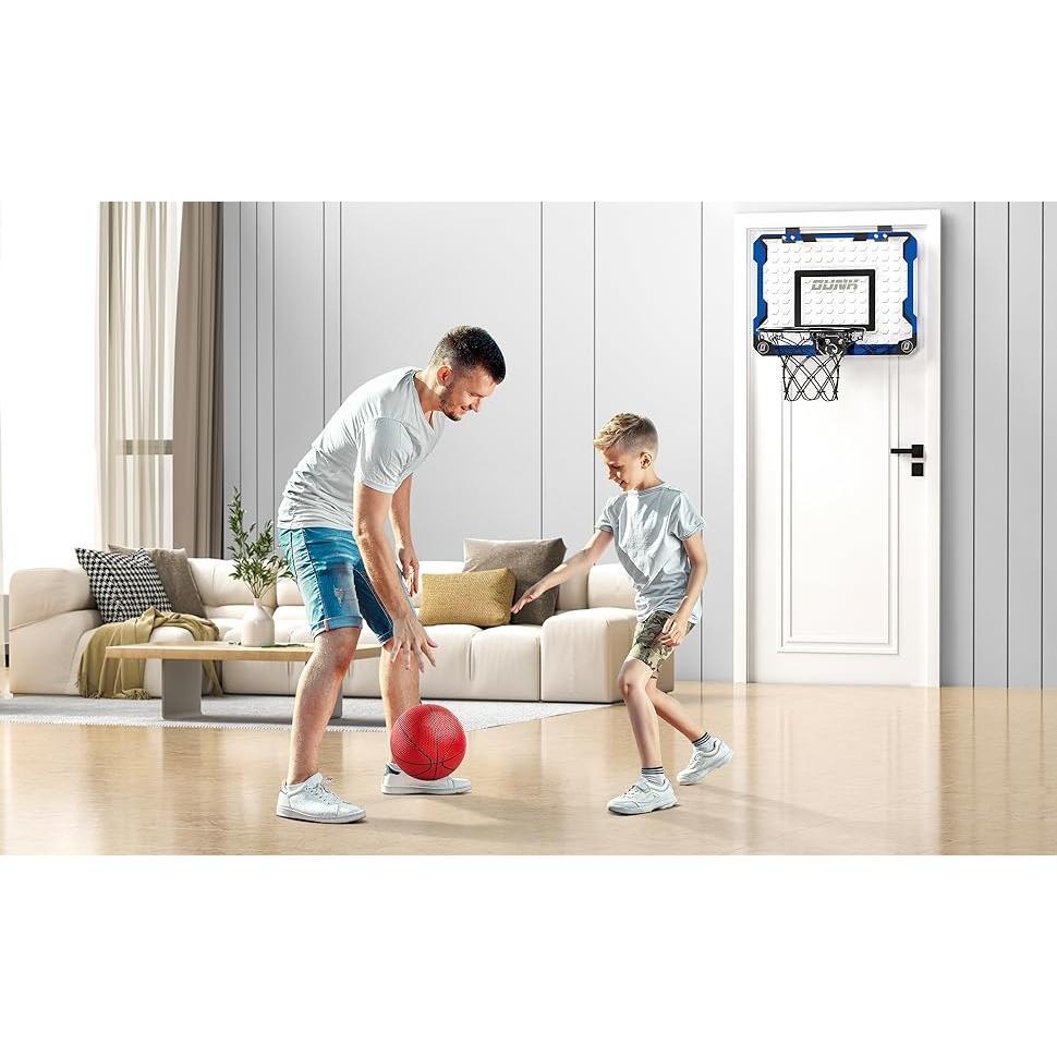LED light electronic wall mounted basketball hoop, water pool home basketball hoop with 4 basketballs, family party game supplie