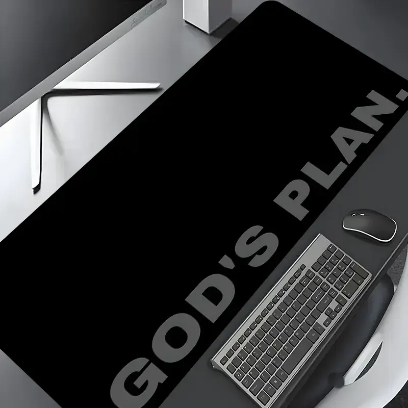 Black God's Plan Design Extra Large Gaming Mouse Pad, Computer Non Slip Mousepad, Desktop Protection Pad, Washable Rubber Non-Slip Lock Edge Multi-Size Pad Suitable For Home Office, Gift for Family and friends, Desktop Accessory