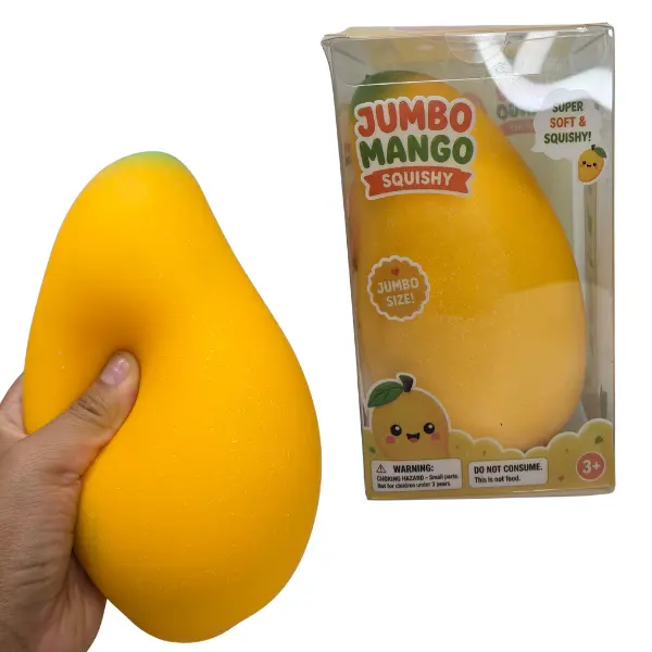Jumbo Mango Squishy with Box Stress Relief Fidget Toy Large Food Fruit Fidgets